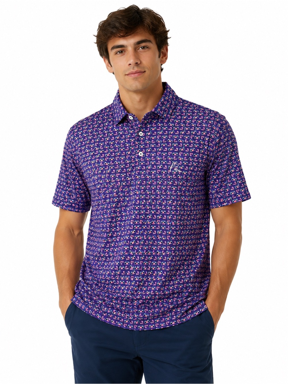 NWT Rhoback Performance Golf Polo Boombox Purple Medium Rare